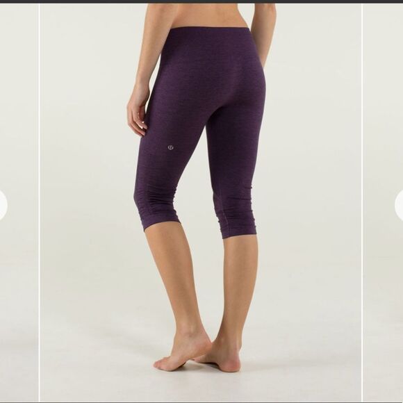 Lululemon In The Flow Crop II Seamless Leggings Heathered Deep Zinfandel - Picture 6 of 7